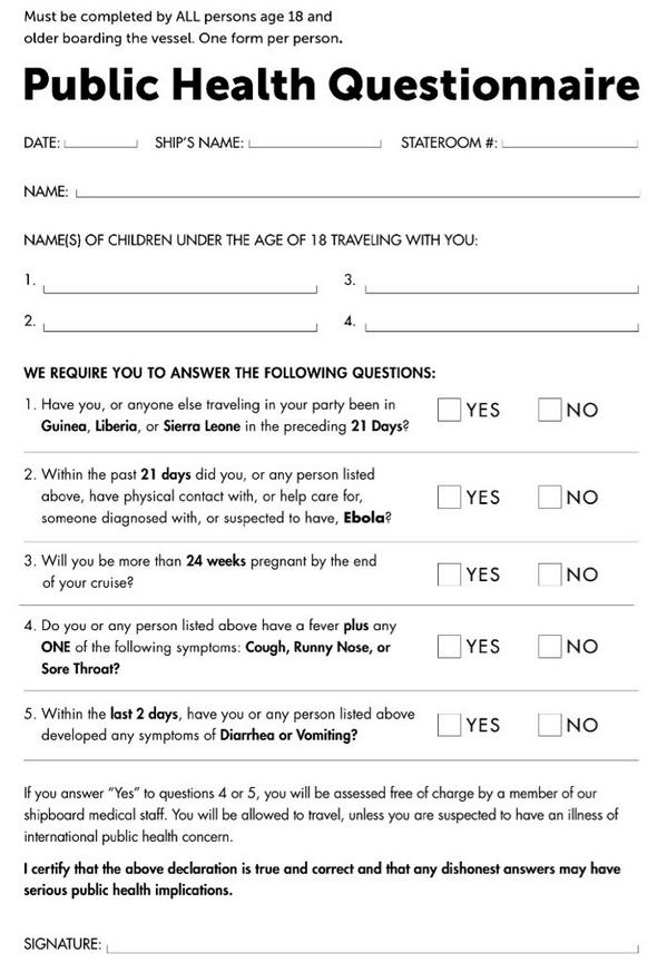 Cruise Ebola Questionnaire
